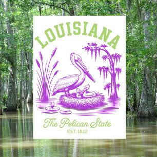 Louisiana The Pelican State Est. 1812 Pelican Postcard