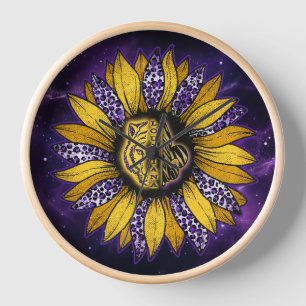 Louisiana tiger, Sunflower Fleur-de-LisWall Clock