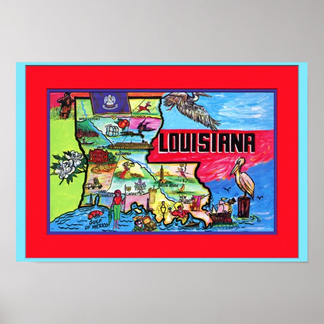 Louisiana Tourist Map Poster (Front)