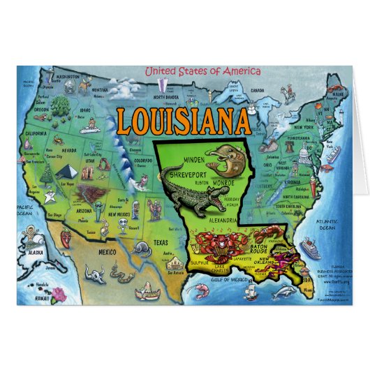 Louisiana USA Map (Front Horizontal)