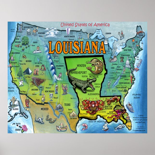 Louisiana USA Map Poster (Front)