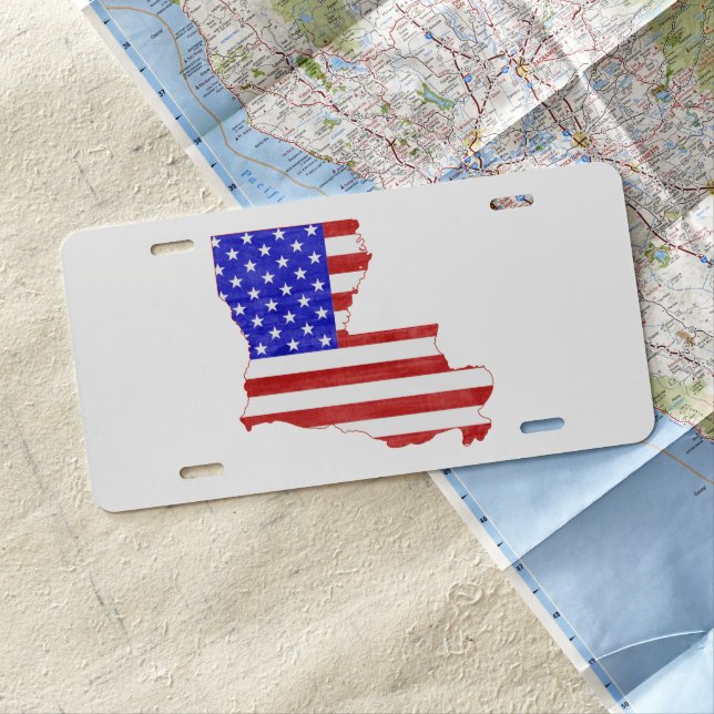 Louisiana USA silhouette state map License Plate (In Situ)