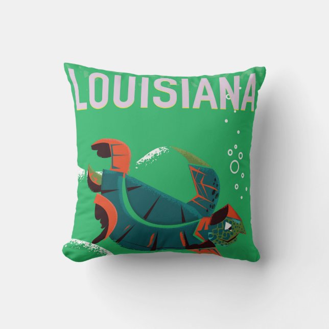 louisiana USA vintage travel poster art Throw Pillow (Front)