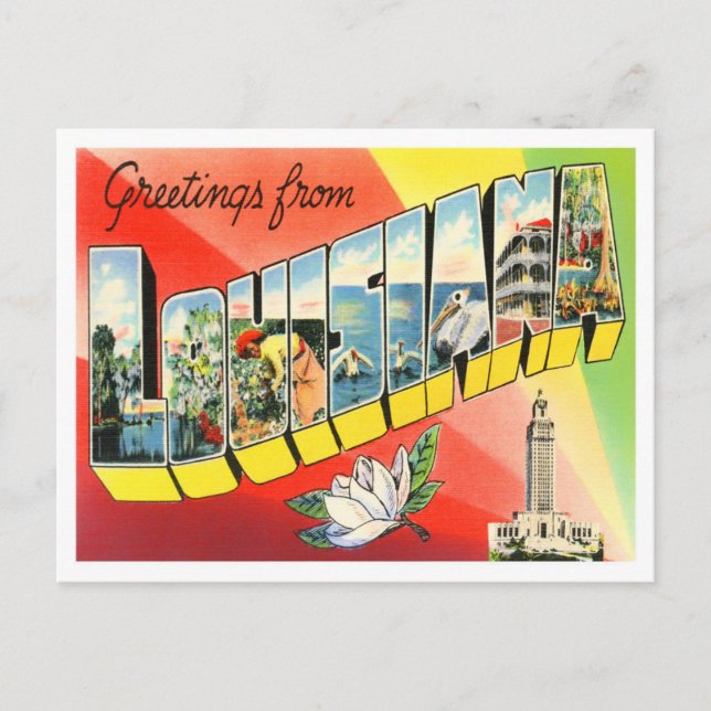 Louisiana Vintage Big Letters Postcard (Front)