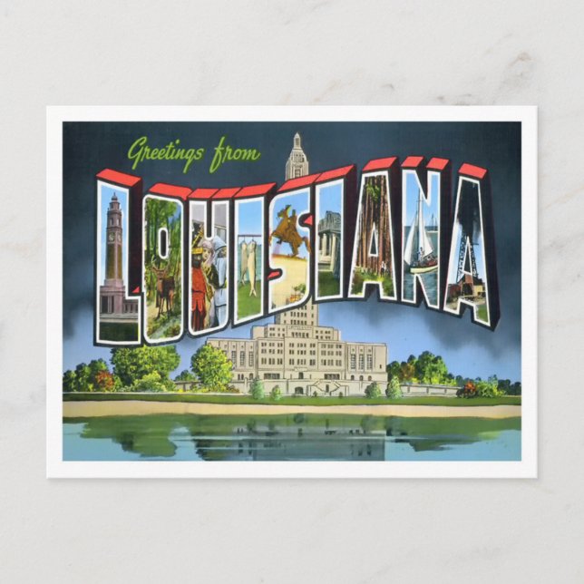 Louisiana Vintage Big Letters Postcard (Front)