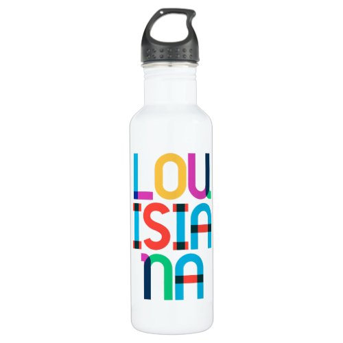 Louisiana Vintage Retro Pop Art 80s Primary Colors Stainless Steel Water Bottle