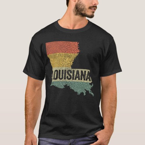 Louisiana Vintage Retro Sunset State Map T_Shirt