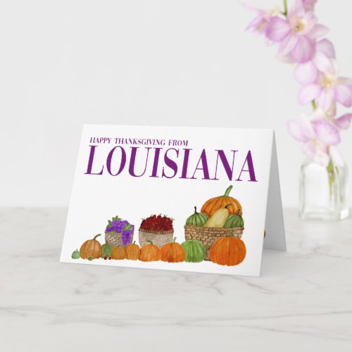 Louisiana Watercolor Pumpkins Thanksgiving Card