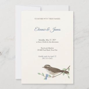 Louisiana Waterthrush Songbird Wedding Invitation