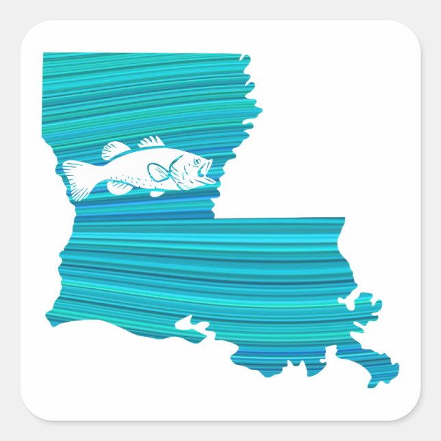 Louisiana Wave Fishing Square Sticker (Front)