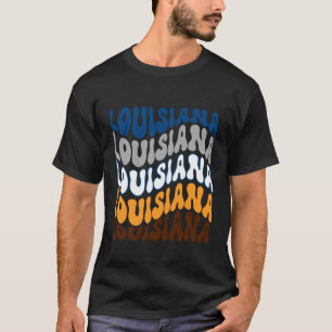 Louisiana Wavy Text Patriotic Design T-Shirt
