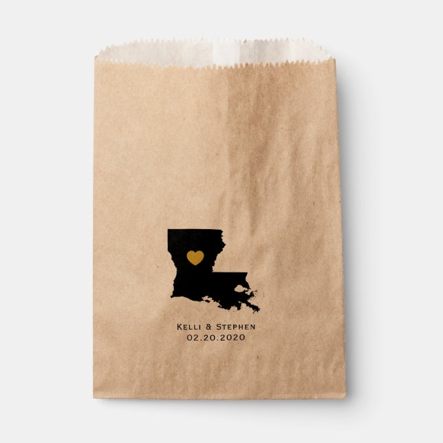 Louisiana Wedding Favor Treat Sacks, Gift Bags (Front)