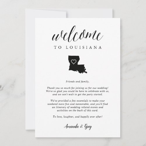 Louisiana Wedding Welcome Letter  Itinerary