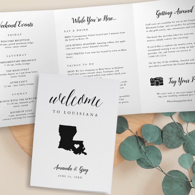 Louisiana Wedding Welcome Letter & Itinerary Tri-Fold Program (Creator Uploaded)