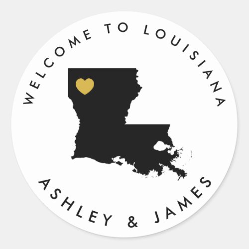 Louisiana Wedding Welcome Sticker Treat Box Bag Classic Round Sticker