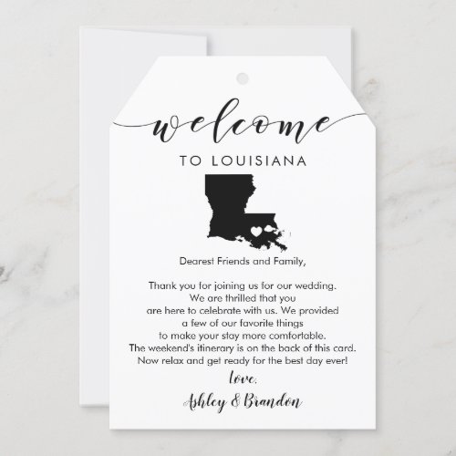 Louisiana Wedding Welcome Tag Letter Itinerary