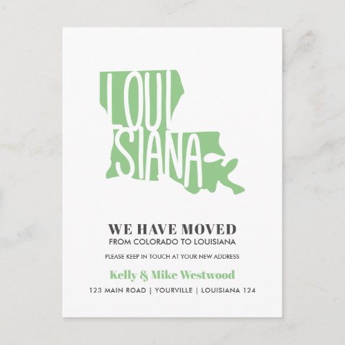 LOUISIANA Weve moved New address New Home Postcard