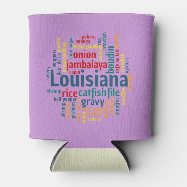 Louisiana Word Cloud Can Cozy Cooler (Front)