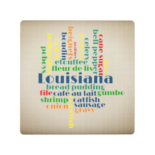 Louisiana Word Cloud Metal Print