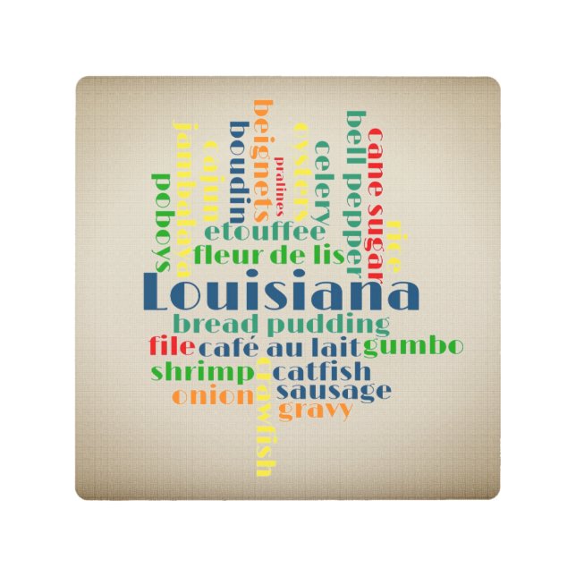 Louisiana Word Cloud Metal Print (Front)