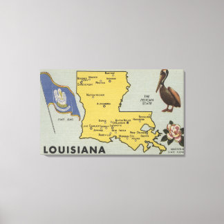 LouisianaDetailed Map of StateLouisiana Canvas Print