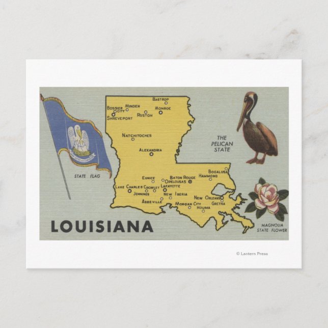 LouisianaDetailed Map of StateLouisiana Postcard (Front)