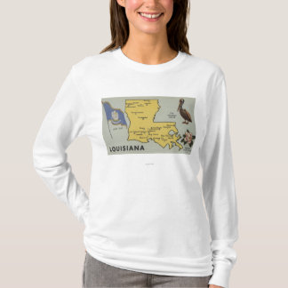 LouisianaDetailed Map of StateLouisiana T-Shirt