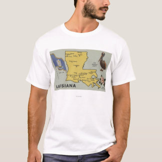 LouisianaDetailed Map of StateLouisiana T-Shirt