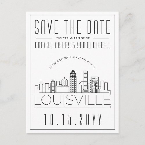 Louisvill Wedding  Stylized Skyline Save the Date Postcard