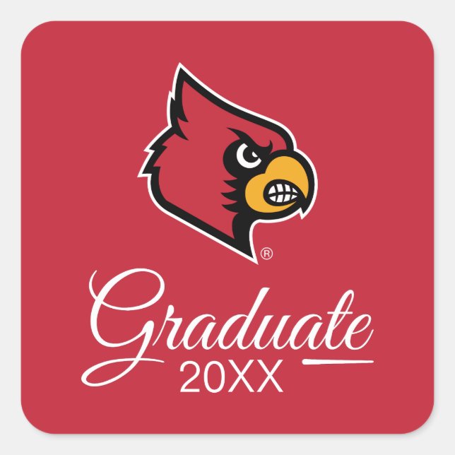 Louisville Cardinals Graduate Square Sticker (Front)