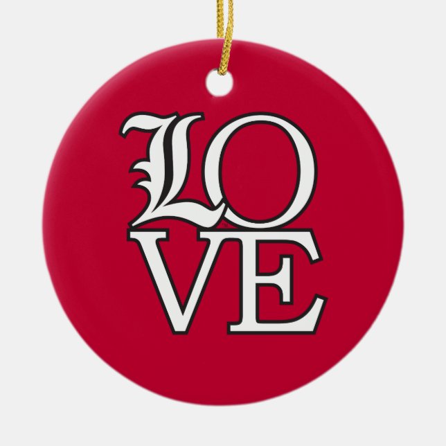 Louisville Cardinals Love Ceramic Ornament (Front)