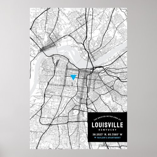 Louisville City Map  Mark Your Location  Poster