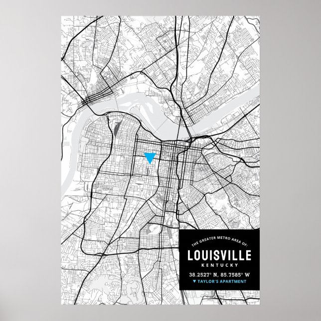 Louisville City Map + Mark Your Location  Poster (Front)