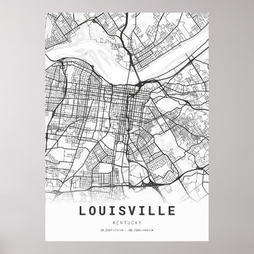 Louisville City Map Poster