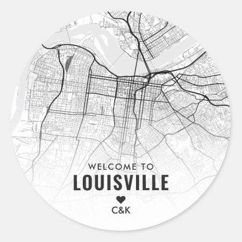 Louisville City Map  Wedding Welcome Classic Round Sticker