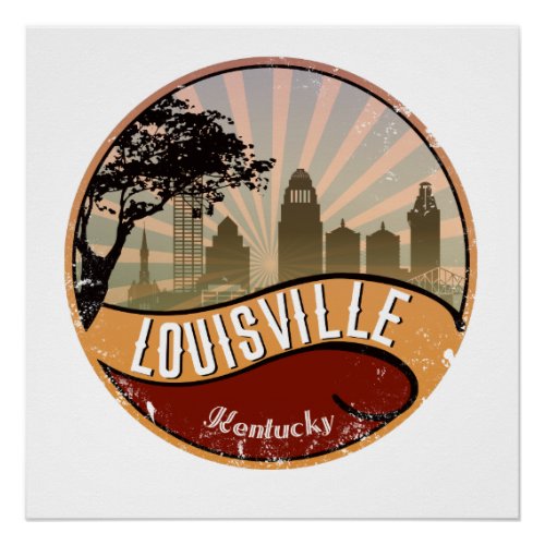 Louisville City Skyline Retro Vintage Posters