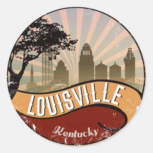 Louisville City Skyline Retro Vintage Sticker