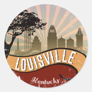Louisville City Skyline Retro Vintage Sticker