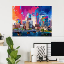 Louisville Colorful Skyline Abstract Art