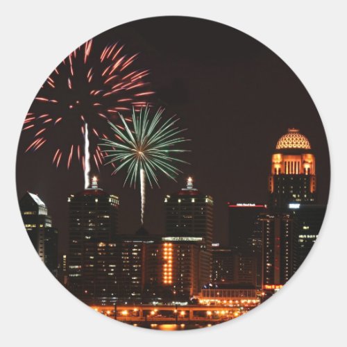 Louisville fireworks classic round sticker