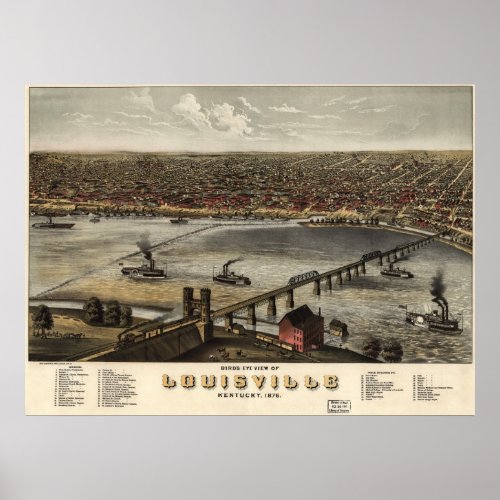Louisville Kentucky _ 1876 Ruger BigMapBlogcom Poster