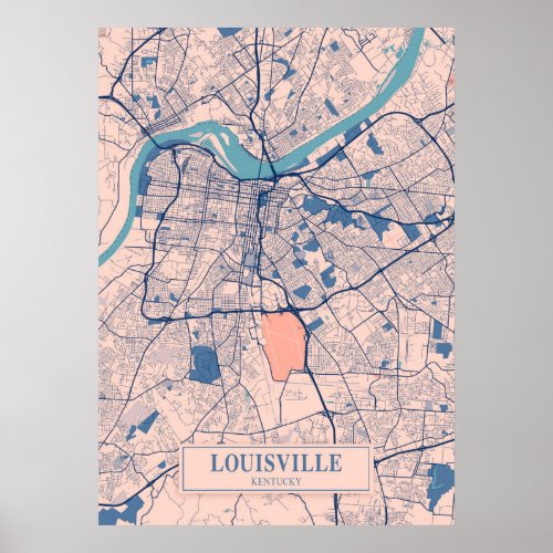 Louisville _ Kentucky Breezy City Map  Poster