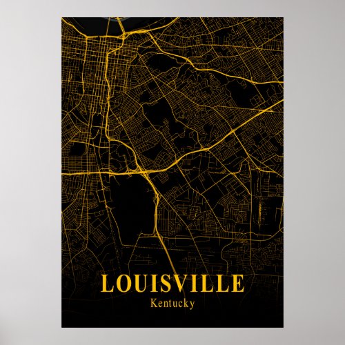 Louisville _ Kentucky Gold City Map Poster