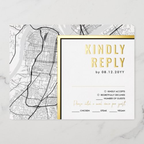 Louisville Kentucky Love Locator  RSVP Reply Foil Invitation Postcard