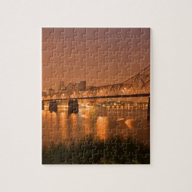 Louisville Kentucky Night Lights Bridge Ohio River Jigsaw Puzzle (Vertical)