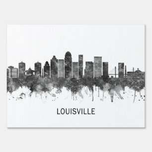 Louisville Kentucky Skyline BW Sign