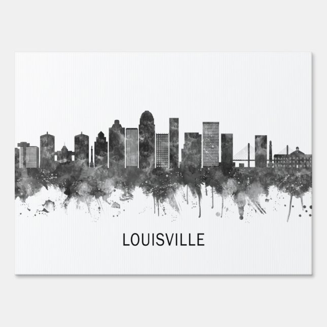 Louisville Kentucky Skyline BW Sign (Back)