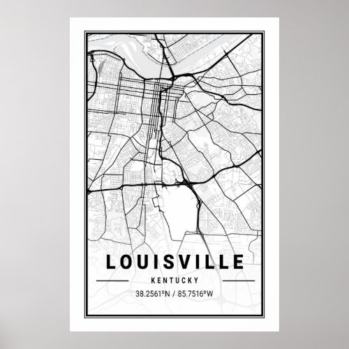 Louisville Kentucky USA City Travel City Map Poster