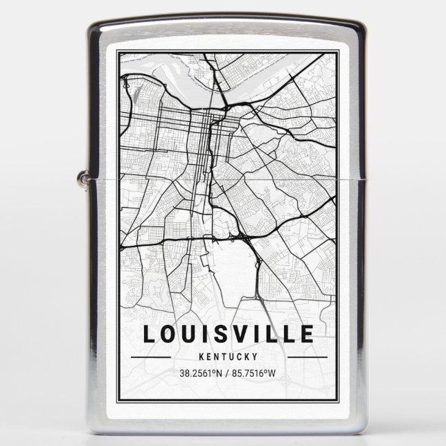 Louisville Kentucky USA City Travel City Map Zippo Lighter (Front)