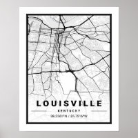 Louisville Kentucky City Map Black and White Street Series Canvas